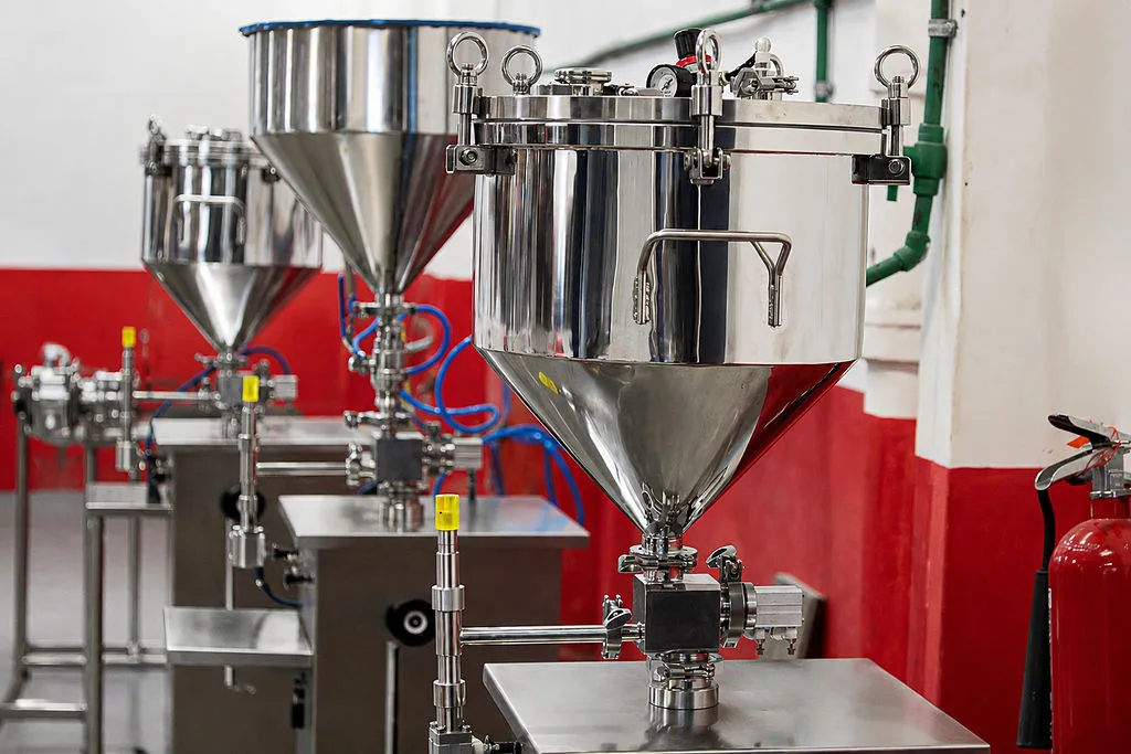 Stainless-steel filling equipment on the Proxima production floor